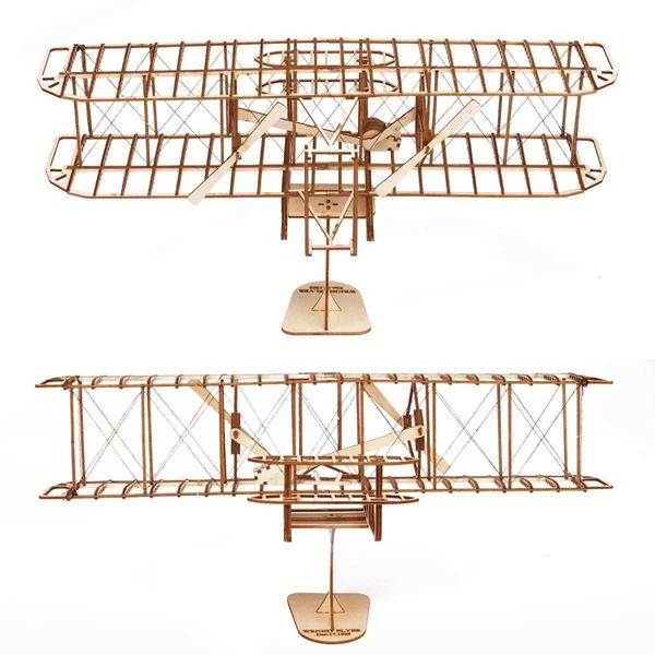 3D Puzzles 3d Classis Plane Wooden Puzzles Kits Assemble Building Block Model DIY for Child Toys Gift Jigsaw Wright Brothers Airplane Model