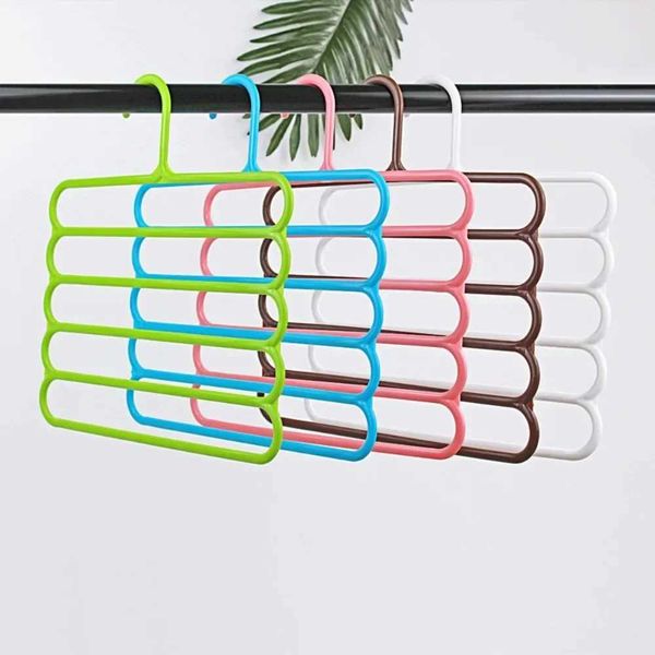 5-Layers Clothes Hangers Trousers Holders Closet Storage Organizers 5 Layers Pants Towel Scarfs Racks Storage OrganizationXJ240216