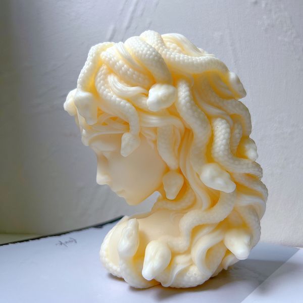 Candles Realistic Medusa Bust Silicone Mold Snake Head Woman Mould Greek Sculpture Body Face Terror Figure 230217