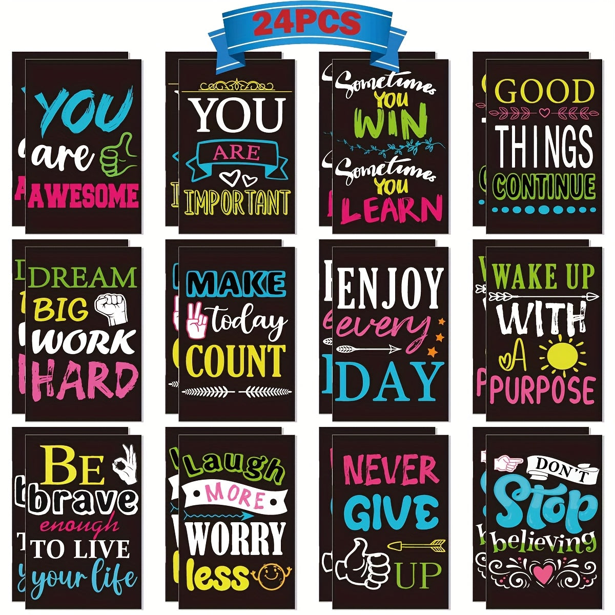 TEMU 24 Pack Mini Positive Notebooks - Motivational Journals Pocket Notepads For Birthday, Graduation, Appreciation Gifts, Office Party Favors -