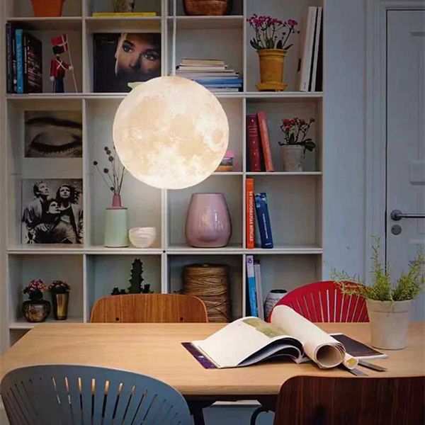 Room Bedroom Decoration 3D Print Moon Ceiling Ball Cable Lamp Warm Creative Dining Table Modern Creative Planet Lamps Z250120