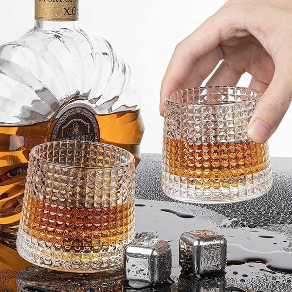 160ML Whiskey Glass Cup with Wood Coasters Spinning Old Fashioned Glasses for Scotch Bourbon Liquor Vodka Cocktail Rum Bar Tools Y250122