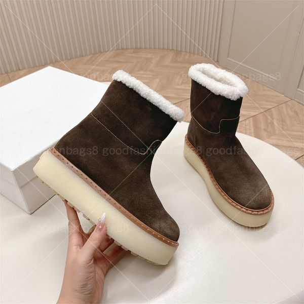 designer Suede chukka boots Suede mid-top sneakers mules Suede loafers Suede shearling slippers Winter women short Boots Shearling Lining Th