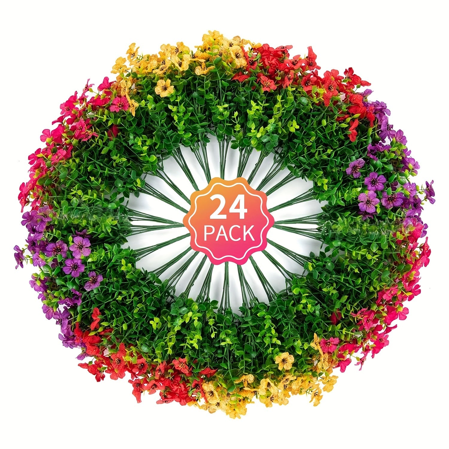 TEMU 24 Bundles Silky Colorful Mix Daisy Uv Sun Resistant Realistic, Artificial Fake Plants Flowers For Outdoor Outside Spring Summer Decoration, For