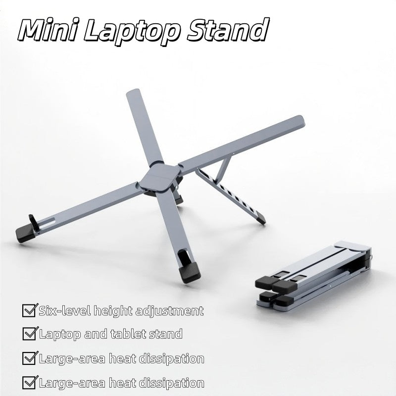 Zinc Alloy Mini Laptop Stand, Height-Adjustable & Multi-Angle Holder for Gaming Laptops & All Laptops, Foldable Portable Support Stand with Heat Dis