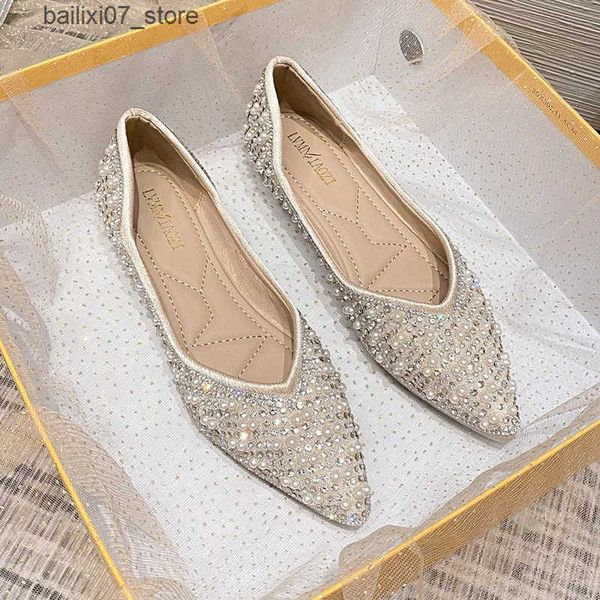 Sandals 2024 Fashion Womens Ballet Flat Shoes Rhinestone Loafers Flat Corner Shoes Womens Casual Skating Flat Shoes L240910 L240910