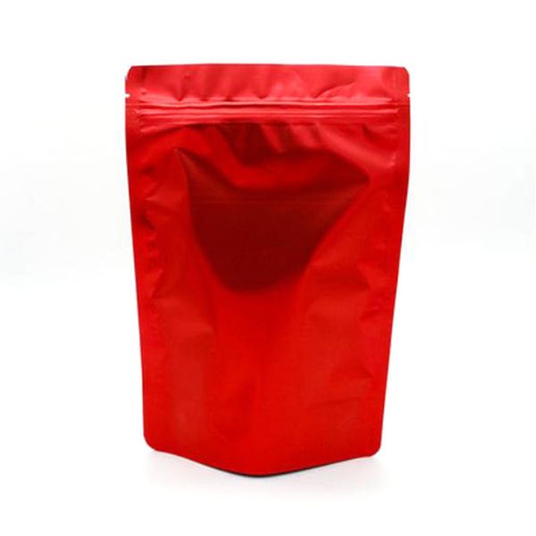 500Pcs Red Stand Up Packaging Bags Aluminum Foil Zipper Retail Mylar Sealing Colorful Pouch For Dry Herb Cookies Snack Candy Coffee Bean Pow