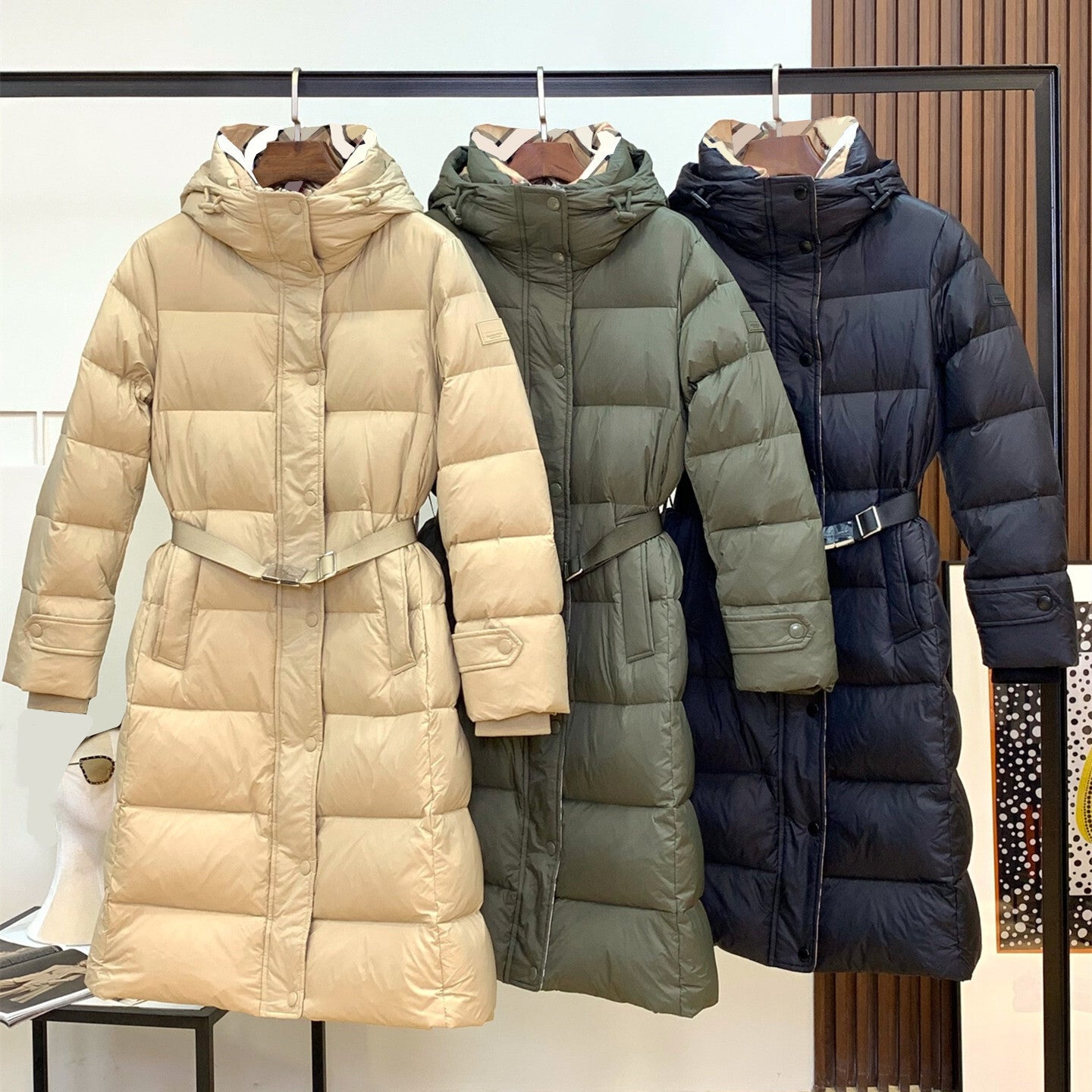 Women Fashion Mid Long Down Coat Lightweight Warm Slim Fit Luxury Stylish Elegant Outerwear Natural White Goose Down Filling High Quality Winter Jac