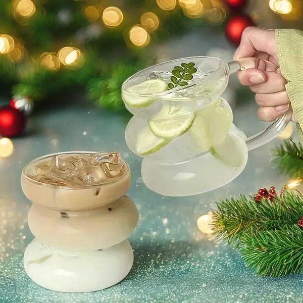 Ins Style Transparent Cup Irregar Heat Resistant Coffee g Summer Drinks Milk Ju Water Cup Cocktail Beer CupsT250116