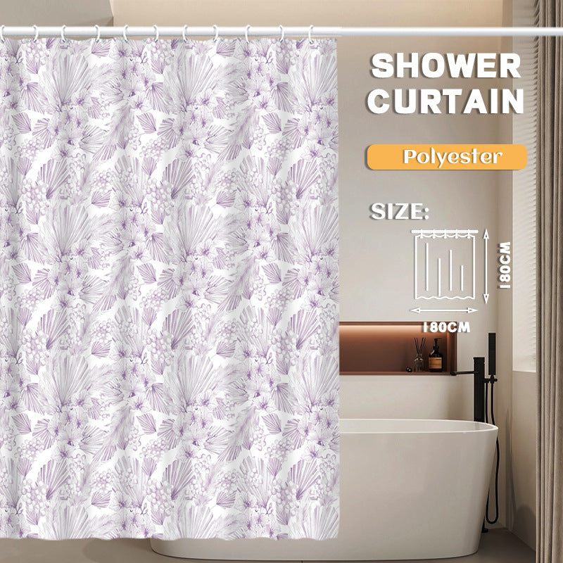 YL-36932 Manufacturer Spot Digital Printed Fabric Shower Curtain Waterproof Thickened Bathroom Partition Curtain with Hook Cross-border Supply