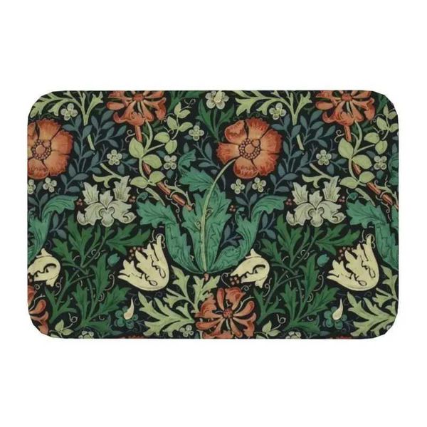 Carpet Custom William Morris Compton Floral Art Nouveau Pattern Doormat Bath Door Floor Mat Textile Pattern Toilet Rug Carpet Footpad Z24102