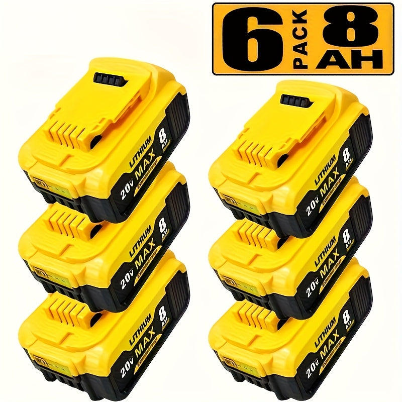 TEMU 6pcs Suitable For F 20v Max Lithium-ion High-capacity 8000mah Battery With Intelligent Charging System, Providing Long- For Cordless Drills,