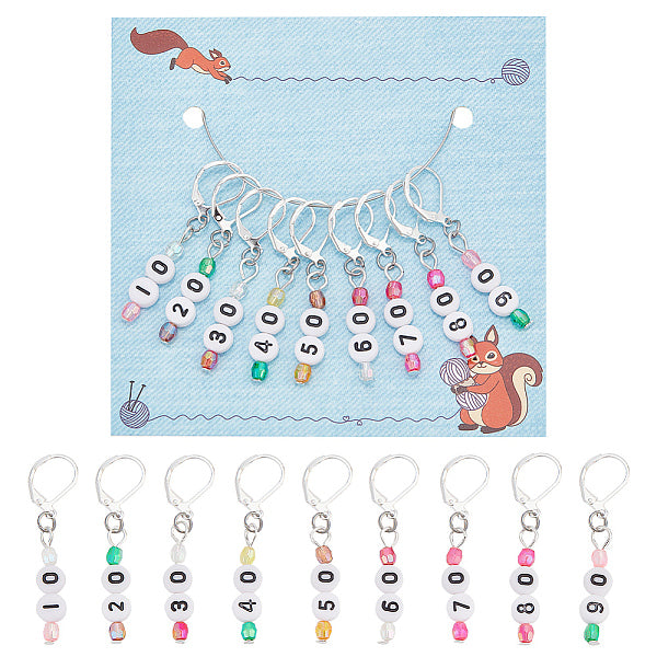 9Pcs 9 Style Acrylic Pendant Stitch Markers