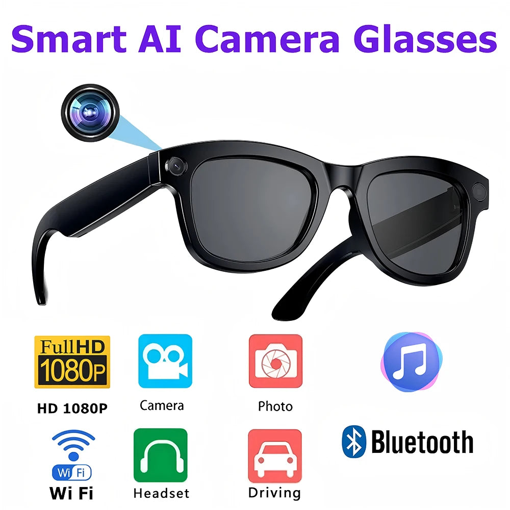 New AI Smart Glasses Camera HD 1080P Polarized Sunglasses Mini Camera Video Recorder Security Sports DVR Surveillance Camcorder