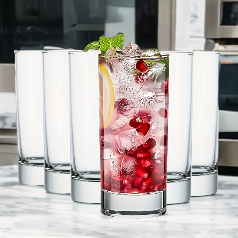 TEMU 6pcs Borosilicate Glass Water Cups, 16 Ounce Capacity, Wide Mouthed Design Glassware, Durable Transparent Crystal Glasses For Water Or Juice,