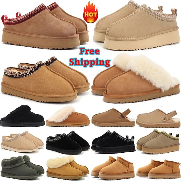 25s Tazz Slippers Tasman Platform Disquette Scuffette Australian Boots Sliders Designer Sandals Women Men Mustard Ultra Mini Chestnut Genuin