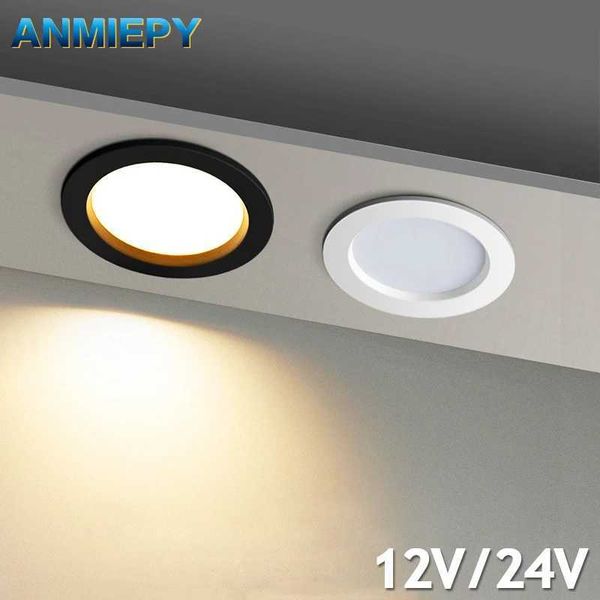 DC 12V LED tube light ceiling spotlight 3W 5W 7W 9W 12W embedded grille ultra-thin 24V safe voltage circular black and white CL240830