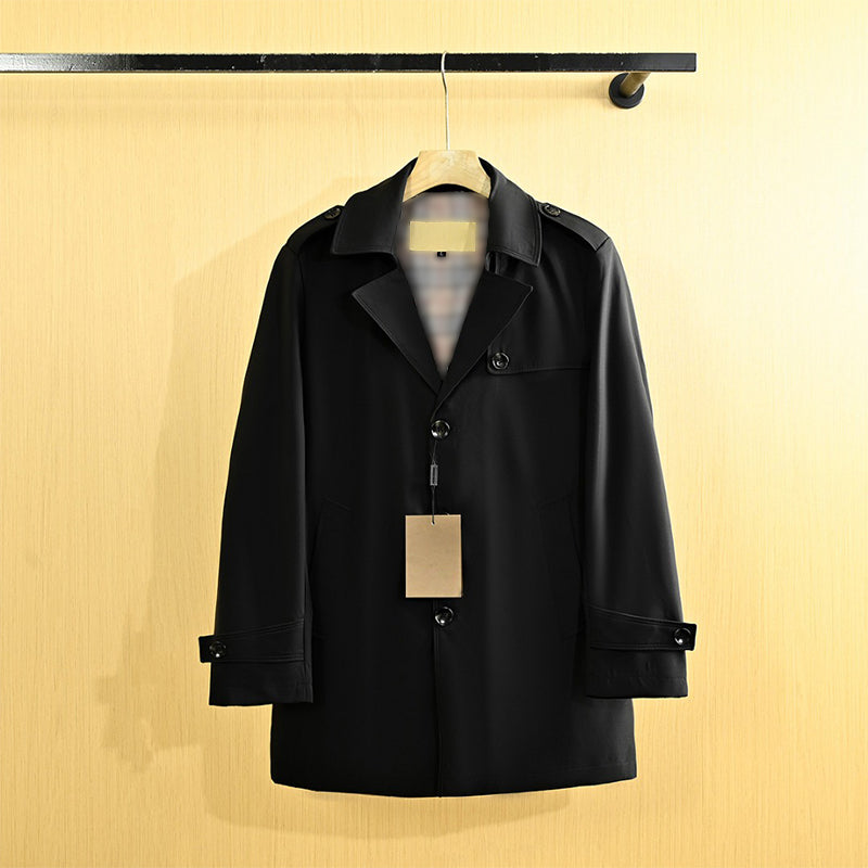 Designer men&#039;s high-end business classic trench coat, mid-length belt, high sense of luxury, soft, strong and windproof, fashionable and ver