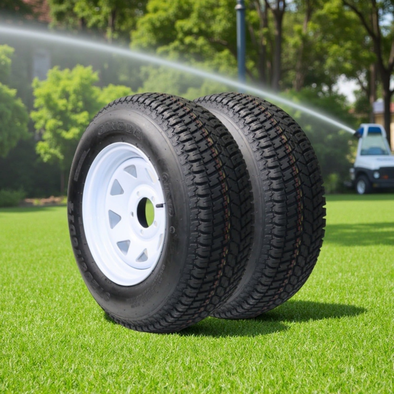 TEMU 2pcs St205-75d14 Tires With Rims-wheels - 6pr Heavy-duty Metal 5 Lug 4.5" , Tires For Travel, Camper, Off-road, Boat, Farm & Utility Vehicles,