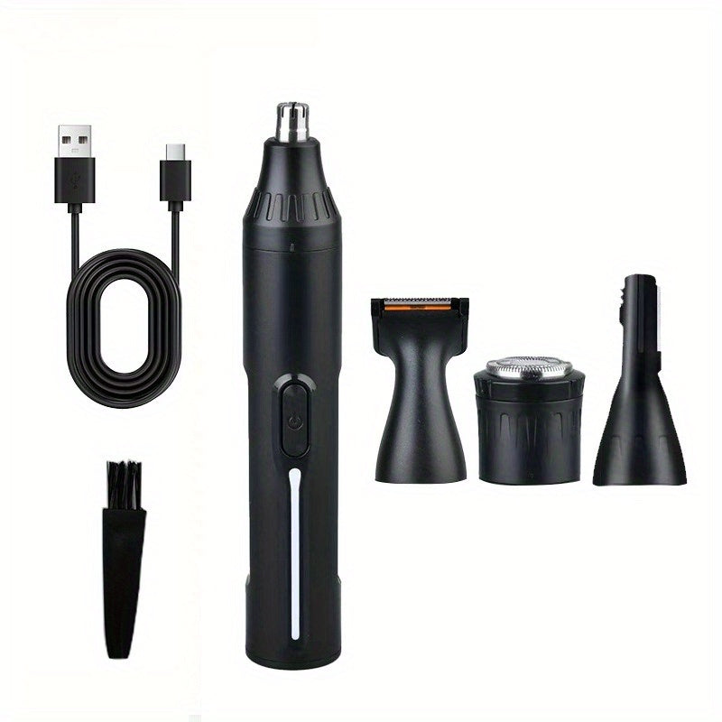 TEMU 4-in-1usb Rechargeable Nose And Ear Hair Trimmer For Men, Trimmer For Nose, Ear, And Eyebrow Hair Removal, No Pulling, No Snagging, Easy To