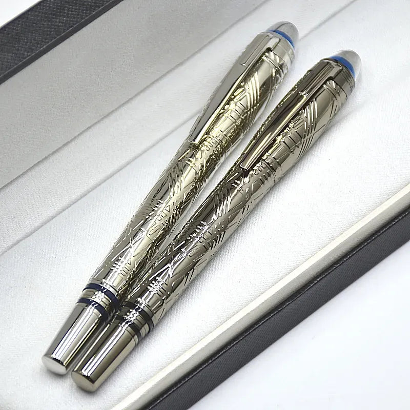 wholesale wholesale luxury monte starwalk blue crystal top rollerball pen ballpoint pen metal relief barrel office writing fountain pens with serial