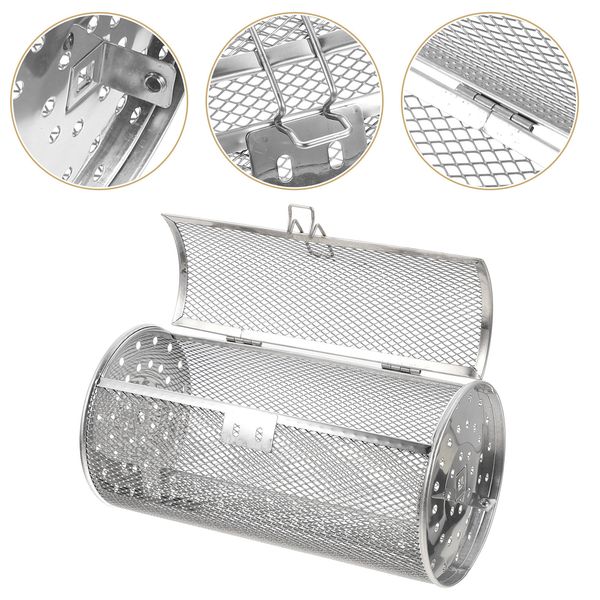 BBQ Grills Basket Grill Rotisserie Steel Stainless Roaster Cage Oven Grilling Bbq Drum Air Rolling Baskets Cages Fryer Rotary Baking dsfrw23