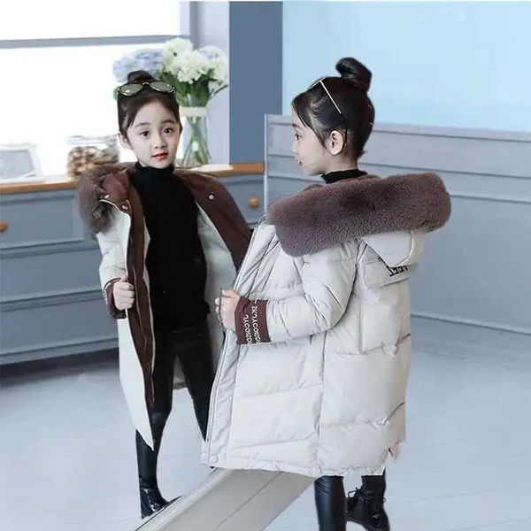 2024 New Childrens Girls Jacket Long Winter Warm Jacket Fashion Park Hoodie Childrens Girls Clothing Jacket X241115