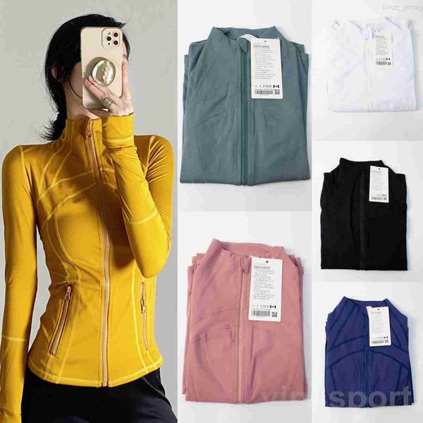 Lu Align Lu Define Yoga Long Sleeve Jackets Woman Stand Collar Sportswear Sport Elastic Training Activewear Zipper Popular Bodybuilding Coat