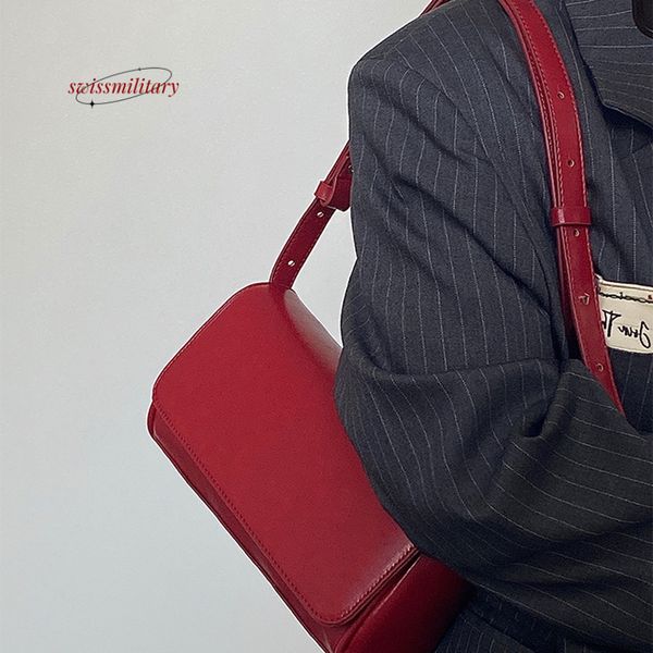 ddmynov Vintage Women Wine Red Underarm Fashion Simple Pu Leather Square Pack Textured Wedding Bride Handbag Crossbody Bag #39