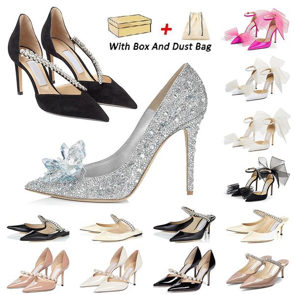 New Pattern Bridal Designer Heels Pumps Dress Shoes Pointed Toe Lady Evening High Heel Sandals White Black Holiday Slippers With Box Luxurio