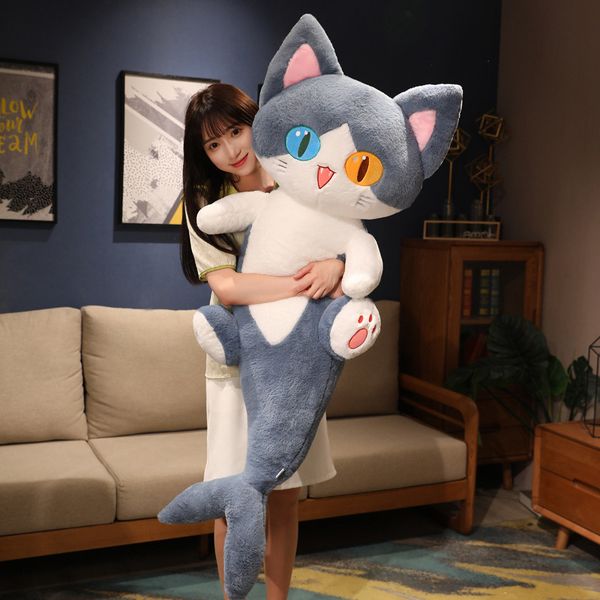 Plush Dolls 50-135cm Kawaii Transform Blue Shark Cat Plush Toys Stuffed Cute Cat Doll Animal Pillow Soft Cartoon Cushion Kids Christmas Gift