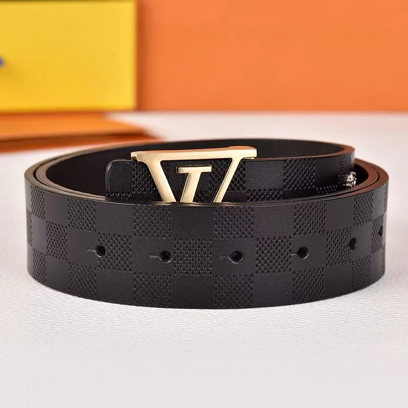 Designer Fashionable Belt for Men&#039;s Women&#039;s Classic Checkered Striped Metal Smooth Buckle Belt luxury brand Versatile for Business and Lei
