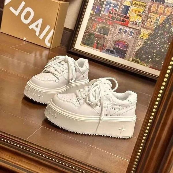 White Women Designer Round Toe Platform Shoes Outdoor Causal Concise Sneakers For Students Spring