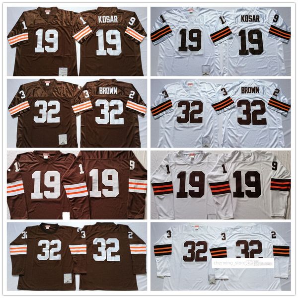 32 Jim Brown Jersey Retro Football 19 Bernie Kosar Stitched Shirts Vintage Stitched Mesh