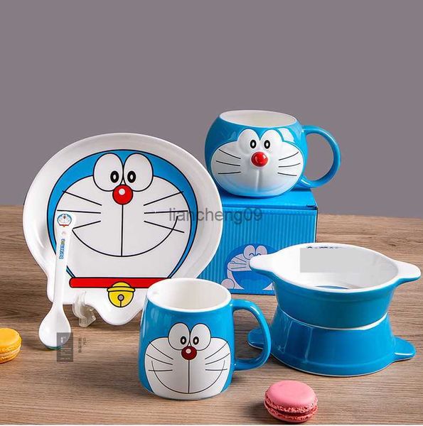 Milk Ceramics Cup Doraemon Glass Morning Tea Cup Bowl Dish Juice Water Coffee Mug Funny Kitchen Drinkware Girls Gift Dinnerware L230620