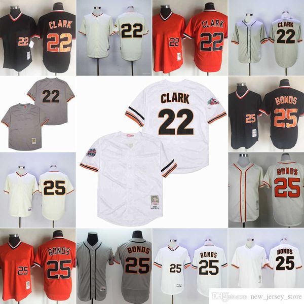 Movie Vintage 22 Will Clark Baseball Jerseys Stitched 25 Barry Bonds 47 Johnny Cueto 43 Dave Dravecky 1989 White Gray Orange Black Pullover