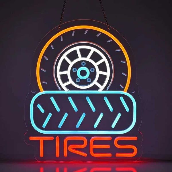 XM tire neon light wall decoration is used for LED signs in tire shops car repair shops garages workshops and USB power supply with adjustab