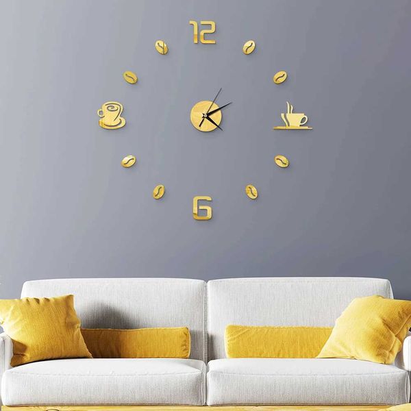 2D Small Wall Clock Stickers Frameless DIY Wall Clock Acrylic Mirror Watch Kit Office Home Living Room Bedroom Decoration W240806