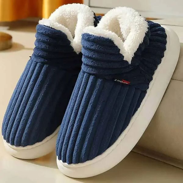 Mulheres chinelos de inverno Plush Slipon Couples Home Cotton Shoes NONSLIP Flats Man Soft Faux Fur Botas 241127