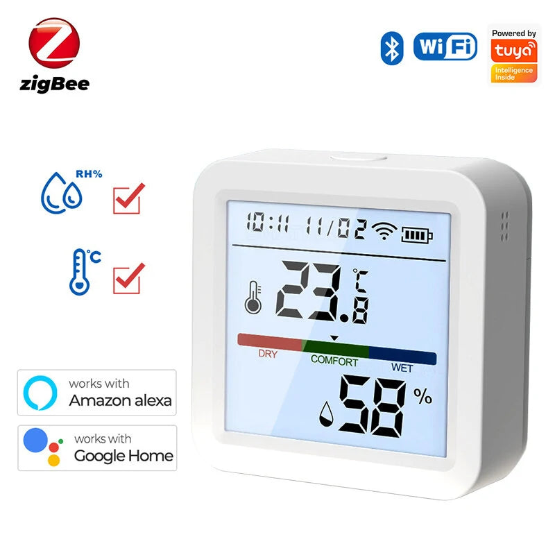 Tuya WiFi-Zigbee Smart Home Temperature Humidity Sensor with Backlight Hygrometer Thermometer Monitoring Sensor Support