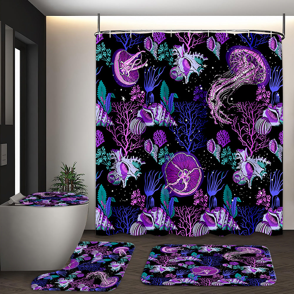 YL-37545 Hot selling digital printed shower curtain animal waterproof, mildew-proof and moisture-proof bathroom dry and wet separation curtain