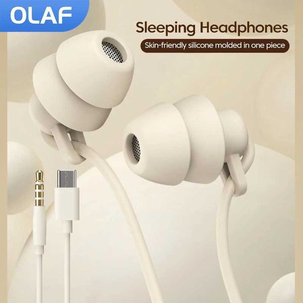 3.5MM-Type C Wired Sleeping Earphones In-Ear Silicone phones Noise Caneling phones HiFi Earbuds Control set With Mic Z241218