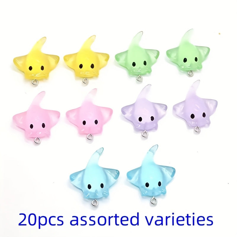 TEMU 20pcs Set Of Glowing 3d Devil Fish Pendants, Colorful Devil Fish Charms, Suitable For , Keychains, Phone Straps, Bracelets, Earrings, Bags,