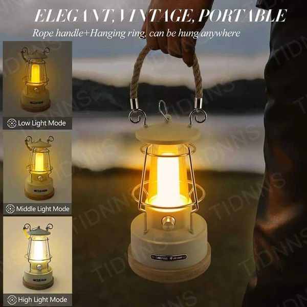 Solar Camping Lantern Camping lamp portable flashlight tent lamp stepless dimming travel retro lamp outdoor lighting CL241225
