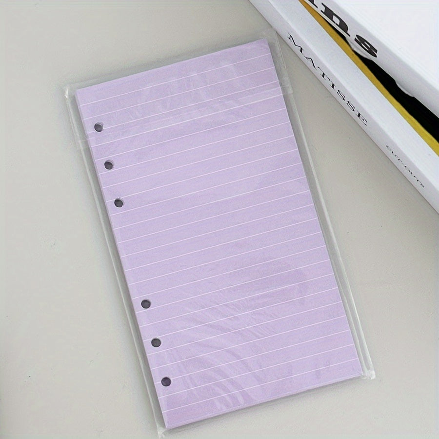 TEMU 6-hole 40-page A6 Notebook With Color Refill, Grid-horizontal Line-blank Notebook