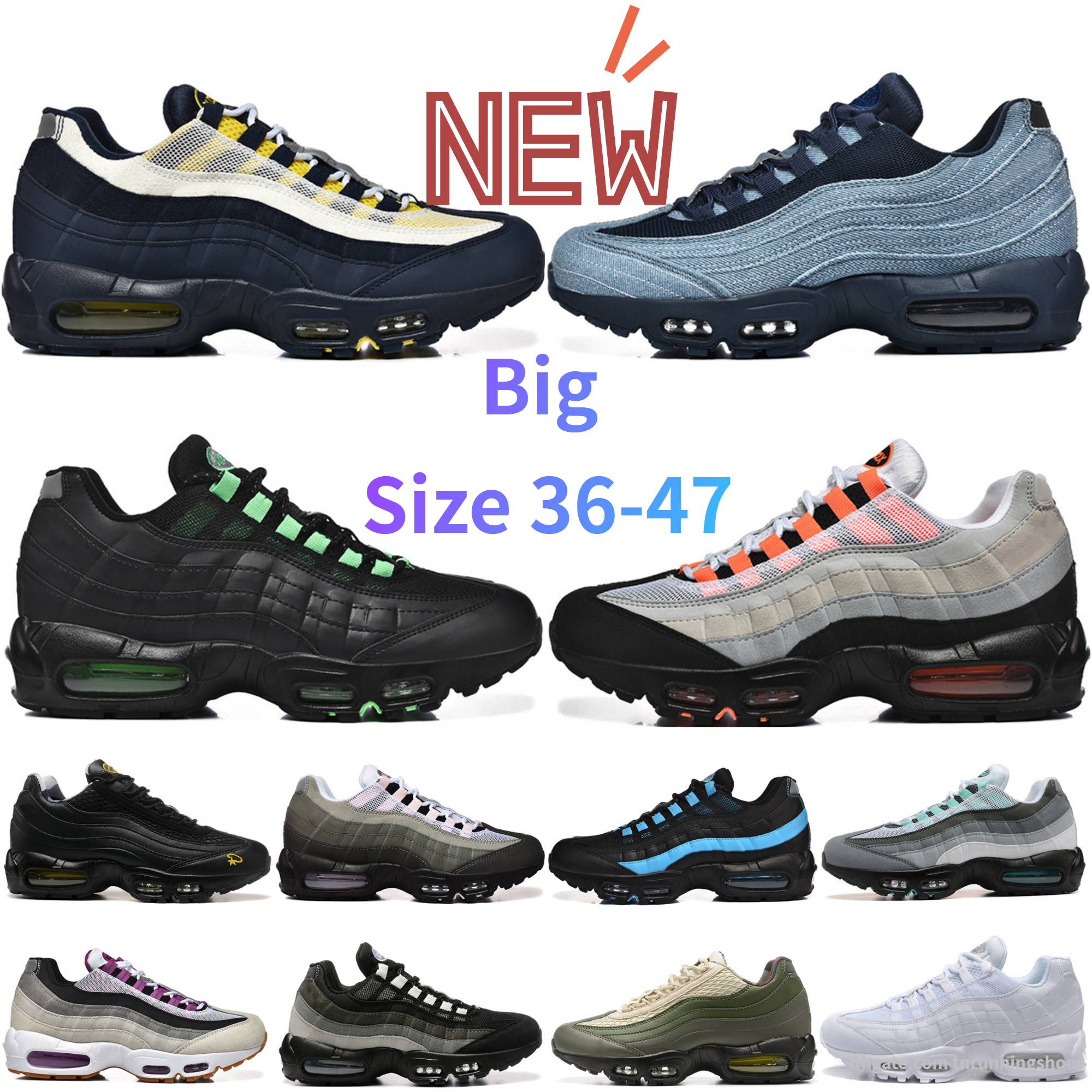 Top 95 Running Shoes 95s Mens trainers Triple Black White Neon Bubble Green Shock Bright Mandarin Pink Foam Obsidian Cactus Flower Sundial designer