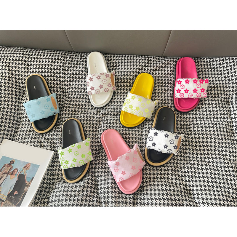 25S fashion designer slippers dot pattern velcro flat slipper letter sandals printed leisure slingback shoes men and women shoes