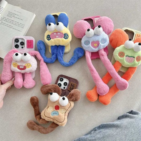 Hot Sale Interesting 3D mini plush doll phone case suitable for iPhone 16 15 14 Plus 13 12 11 Pro Max X XR XS warm fur shockproof back cover