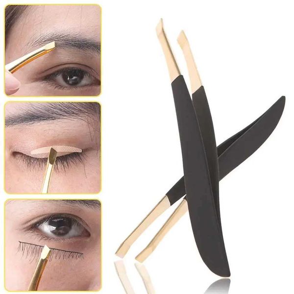 Excellent Quality Eyebrow Tweezer Golden Head Slanted Stainless Steel Tweezer Trimmer Eyelash Clip Hair Removal Makeup ToolT250120