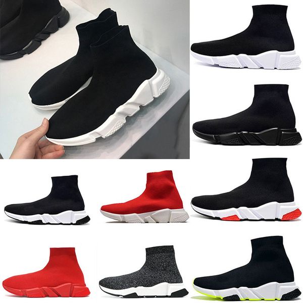 2024 Paris Triple-S Sock Shoes Running shoe Black White Red Knitting Platform Oversized Sole Women Men Sneakers Outdoor Walking Designer Eur